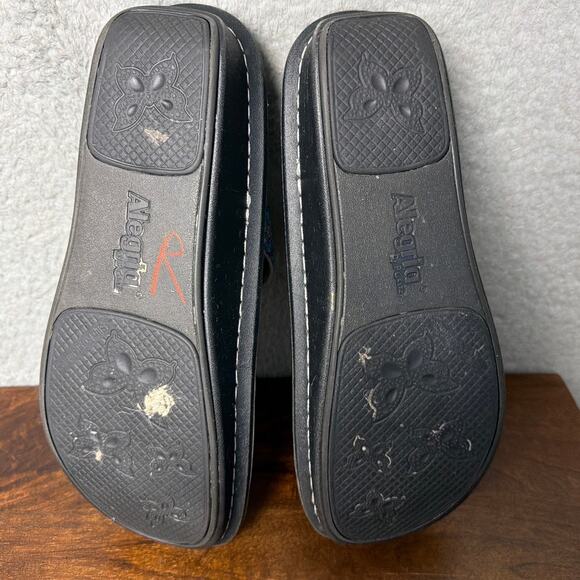 Alegria Comfort Clogs SZ 41 Blue Floral Silver Buckle Boho Indie Hippie Comfort - Picture 5 of 6